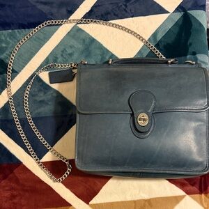 Elegant Blue Leather Shoulder Bag